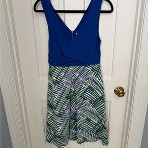 HD in Paris Blue and Green Patterned Dress